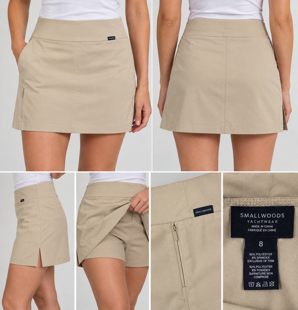 Smallwood's Yachtwear Women's Skort Size 8 Khaki Stone Beige Stretch